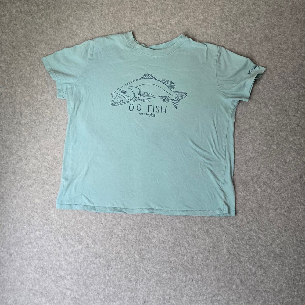 Columbia PFG Women's Go Fish Light Blue Casual Cotton T-Shirt - Size M
